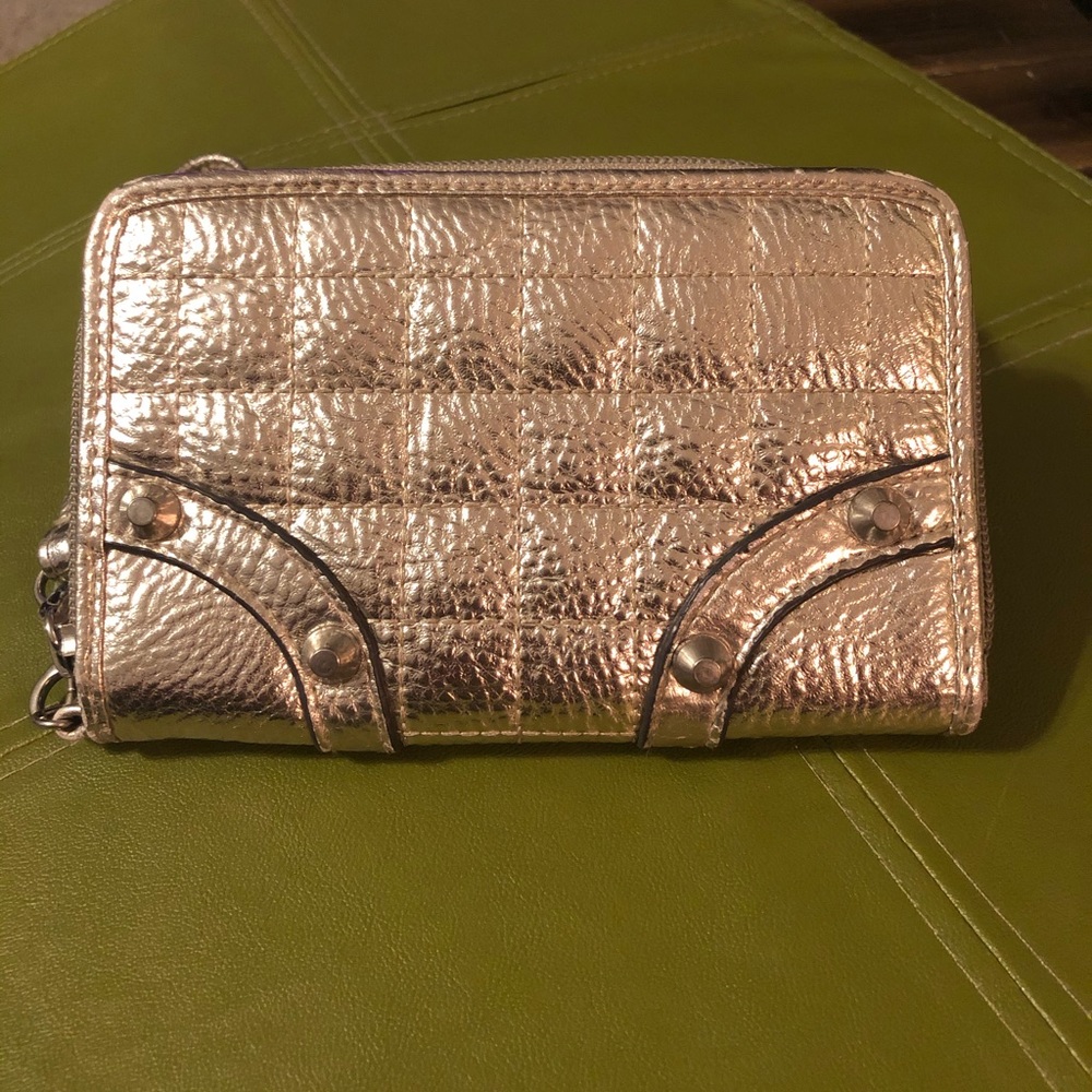 Jessica Simpson Gold shimmer wristlet